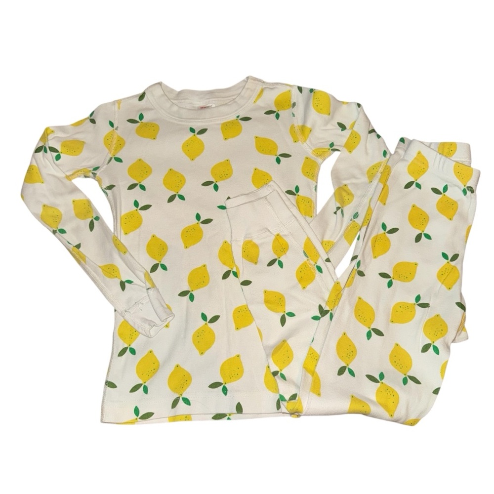 Hanna Andersson Yellow Lemon Print Kids Pajama Long John Set
